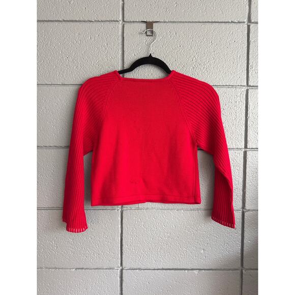 Vintage Y2K Polo Ralph Lauren Cropped Crewneck Flag Cotton Sweater sz S Preppy - Picture 3 of 3